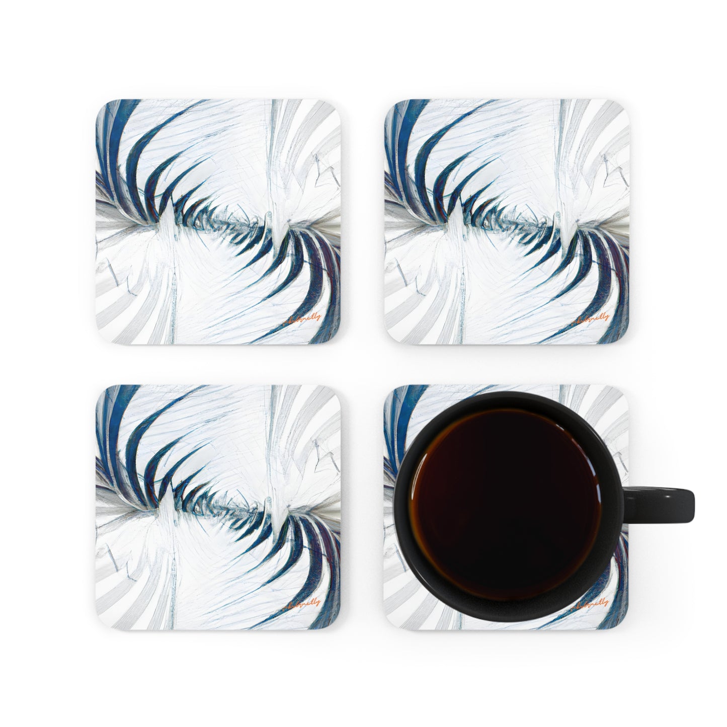 Cassandra Steller - Magnetic Force, Abstractly - Corkwood Coaster Set of 4