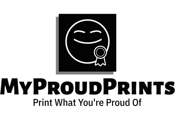 MyProudPrints logo saying "Print what you're proud of."