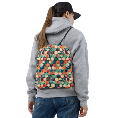 Octagon Pattern (6 Variations) Drawstring Bag, Subtle Gaga Ball Court Nerd, Octa-ball Geek, Gaga Mom, Gaga Dad, Gaga Kid, Gaga Parent