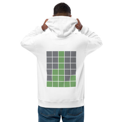 Wordle Birdle Eco Hoodie - Light Mode, Humorous Wordle Nerdle Design, Cheeky 'Flipping the Bird', Organic Cotton, Recycled Polyester, Geek