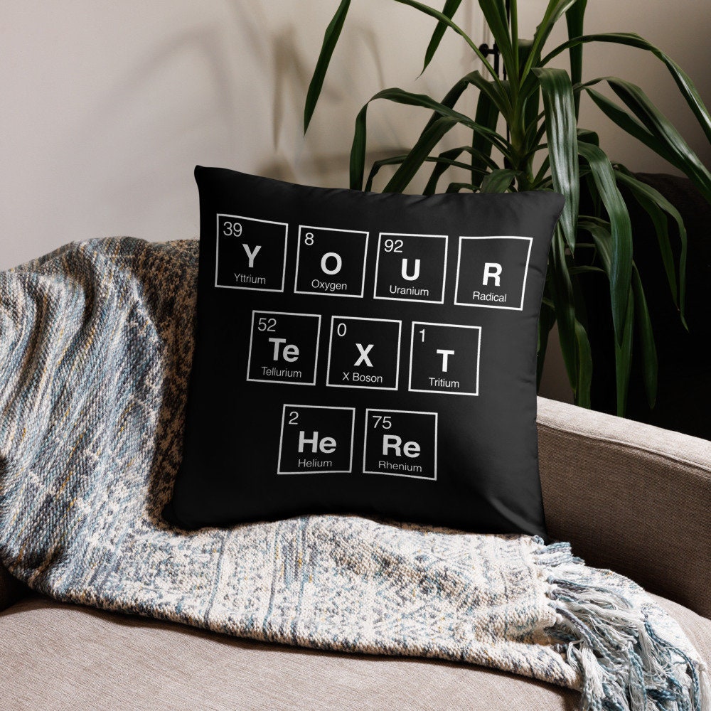 Spell with Elements Throw Pillow, 2 Sizes, Spellements Customizable, Science Geek, Chemistry, Unique Gift for Nerds, Favorite Element Pillow