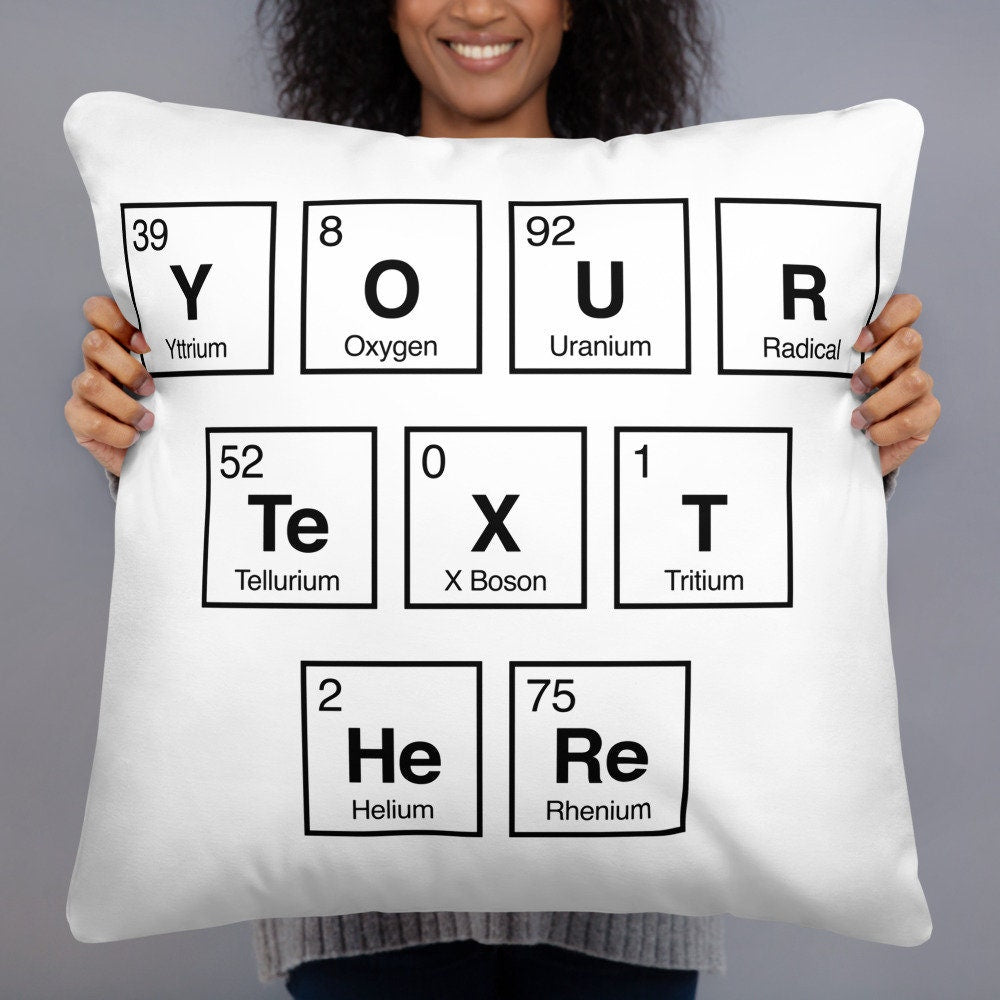 Spell with Elements Throw Pillow, 2 Sizes, Spellements Customizable, Science Geek, Chemistry, Unique Gift for Nerds, Favorite Element Pillow